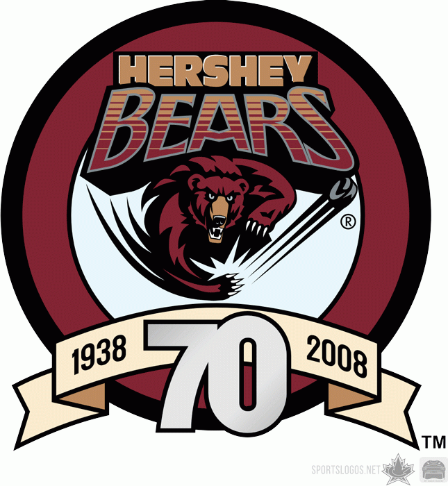 Hershey Bears 2007 08 Anniversary Logo iron on transfers for clothing